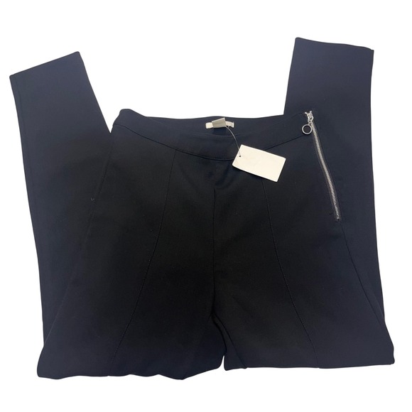 H&M Black Pants Straight Leg Zip Detail Size 10 - Picture 5 of 8